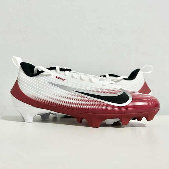 Nike Vapor Speed 3 “White Team Crimson” Men’s Size 7.5-9 Football Cleats - Picture 1 of 9